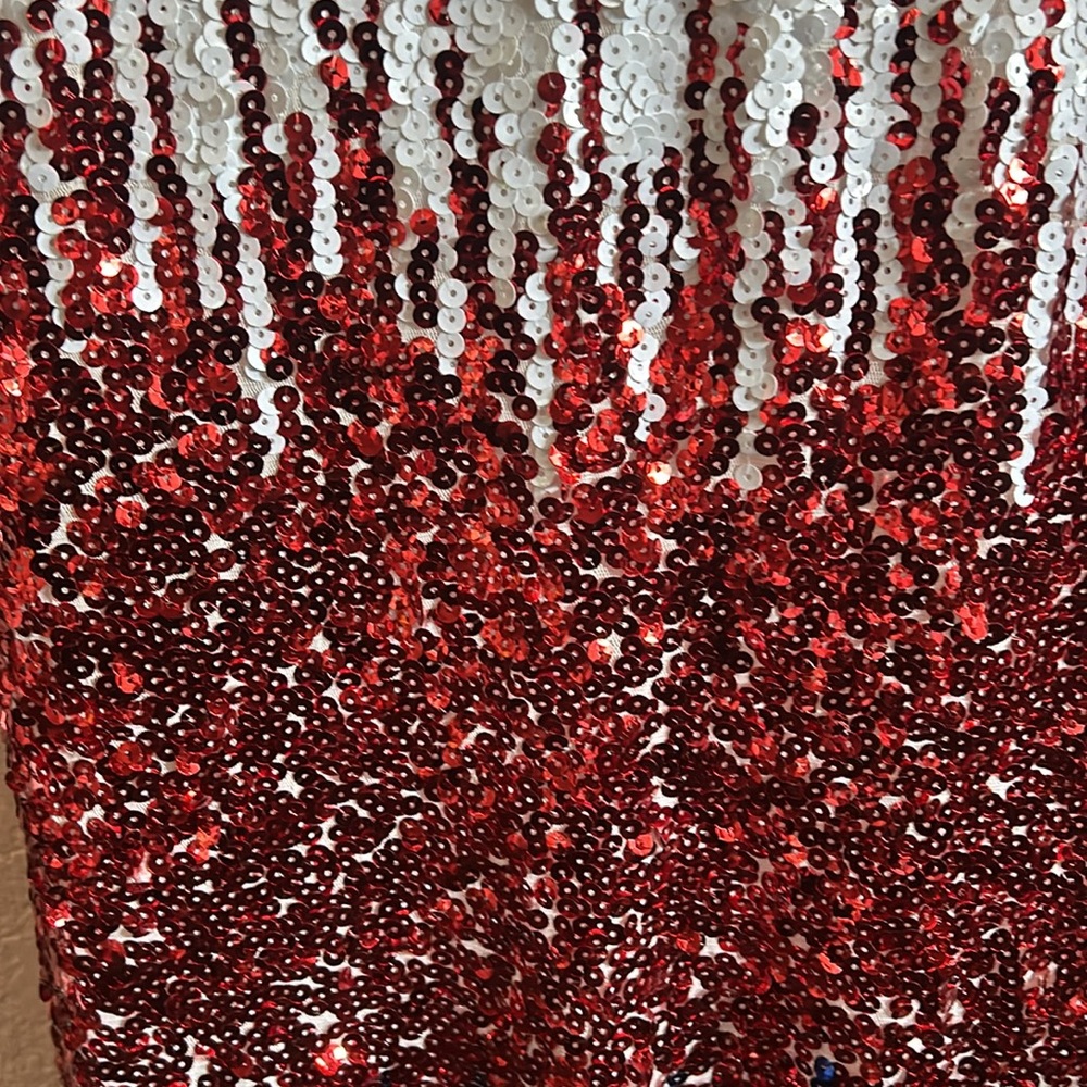 Maner XL Ladies Sequined Red White and Blue 4th of July American Patriotic Dress - Picture 5 of 10